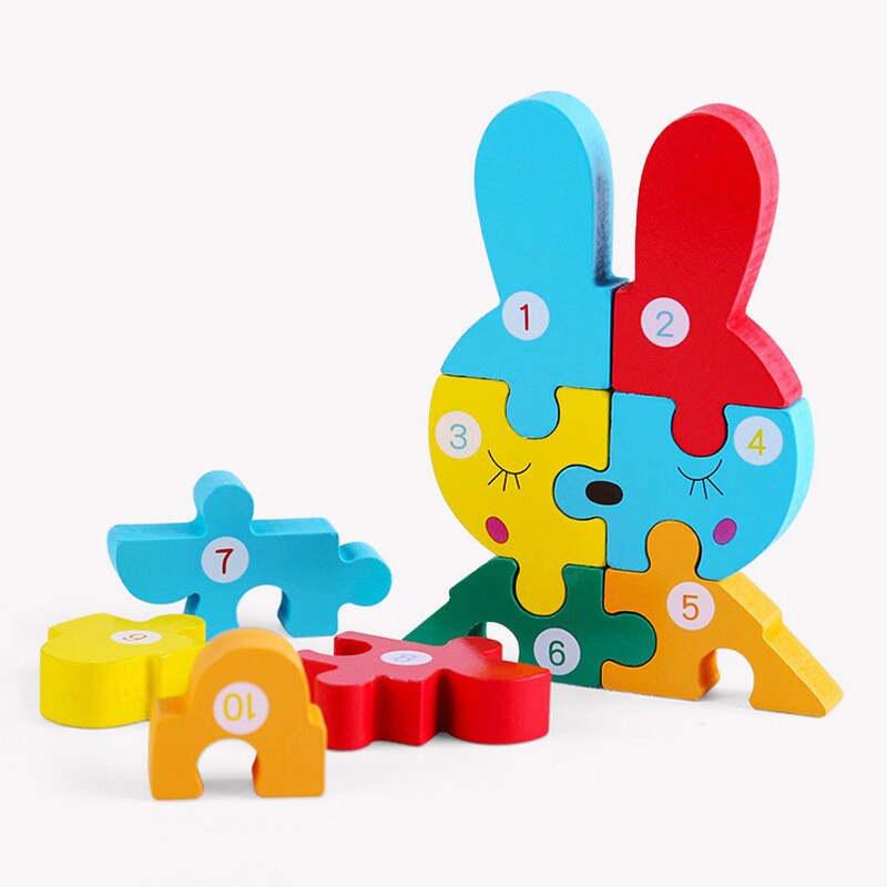 Puzzle 3D en bois Montessori pour tout-petits - Jouet d'éducation précoce - Blocs d'assemblage pour enfants