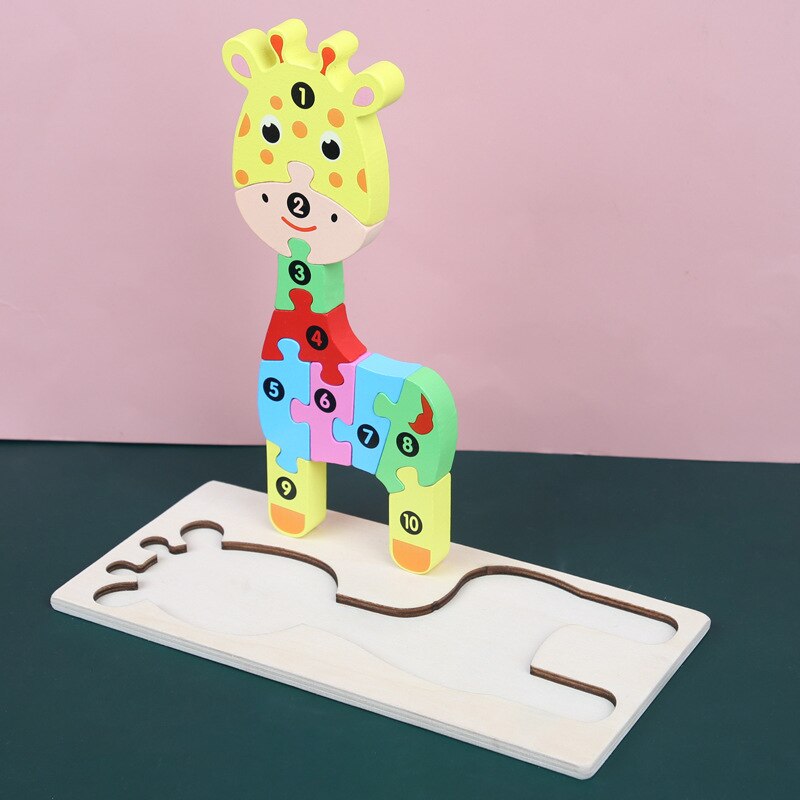 Puzzle 3D en bois Montessori pour tout-petits - Jouet d'éducation précoce - Blocs d'assemblage pour enfants