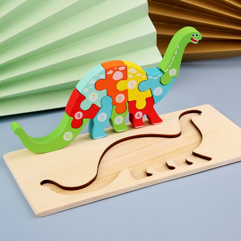 Puzzle 3D en bois Montessori pour tout-petits - Jouet d'éducation précoce - Blocs d'assemblage pour enfants