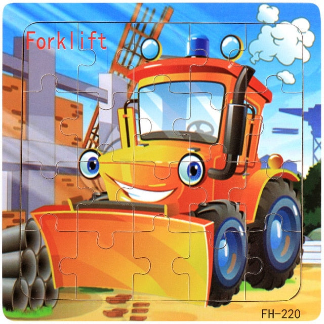 Nouveau Puzzle Montessori 3D de 20 pièces -  Bulldozer